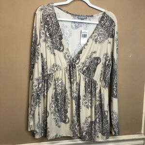 Lovesick Beige Paisley Print Blouse Size 1 14/16 NWT